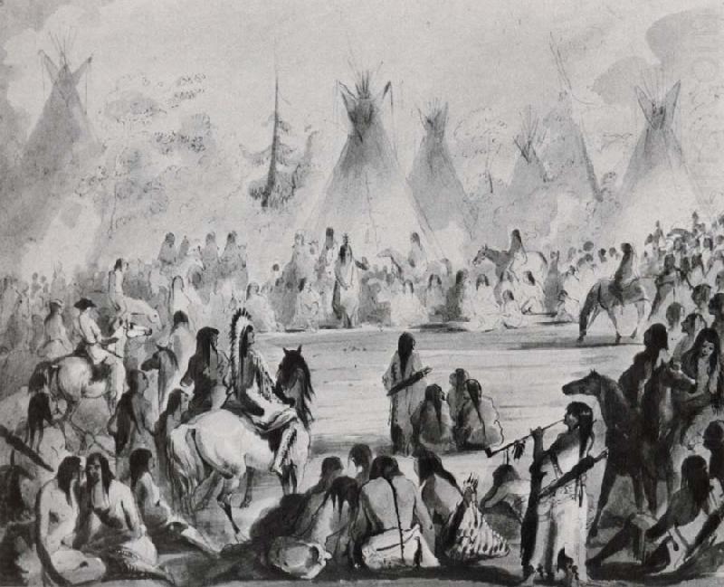 Indians Assembled in Grand Council to Hold a Talk, Miller, Alfred Jacob